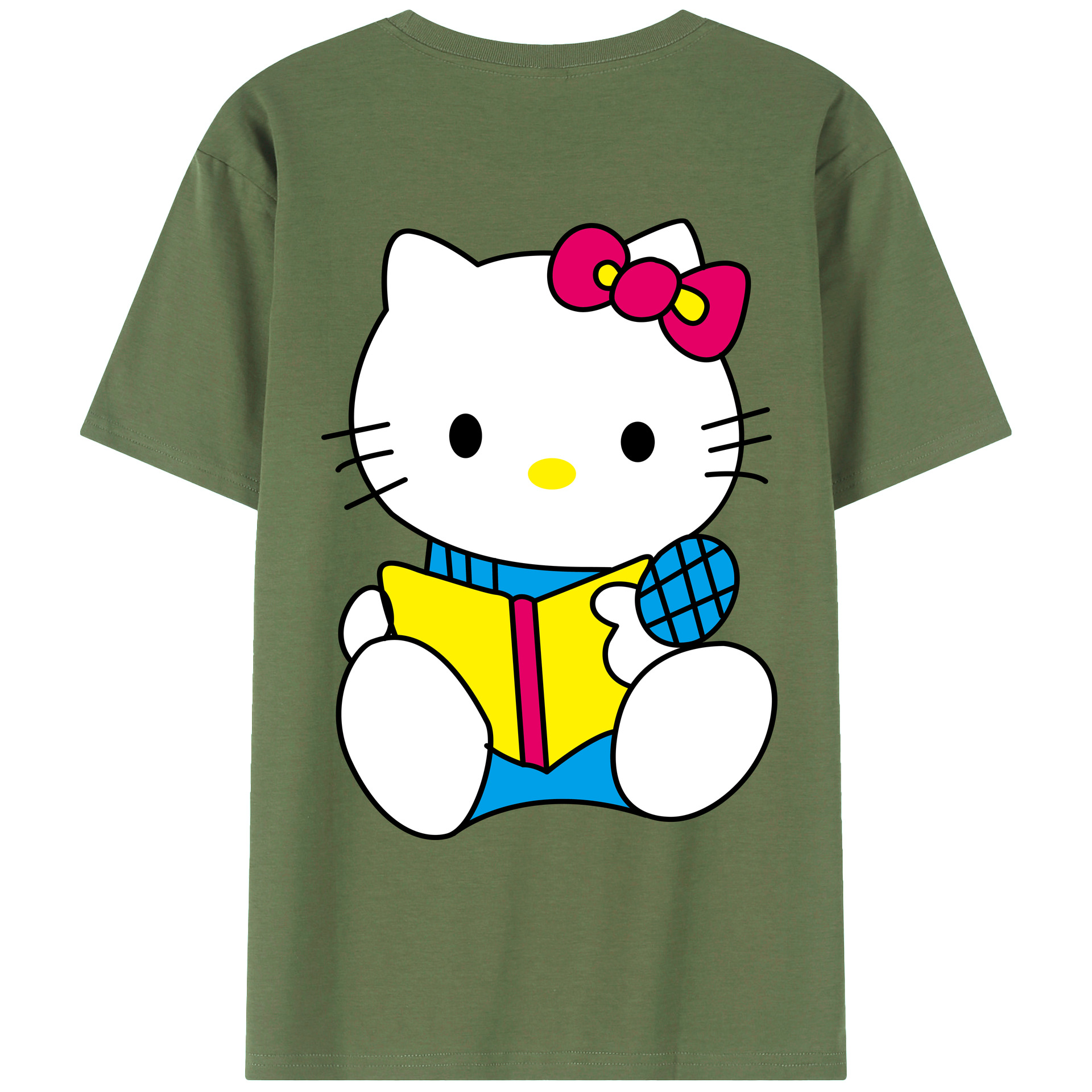 （画像用） Hello Kitty ハローキティ 綿100％ メンズ半袖Tシャツ（バックプリント） 通気性